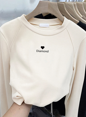 女大童长袖t恤秋冬儿童加厚德绒打底衫内搭外穿秋衣上衣圆领洋气