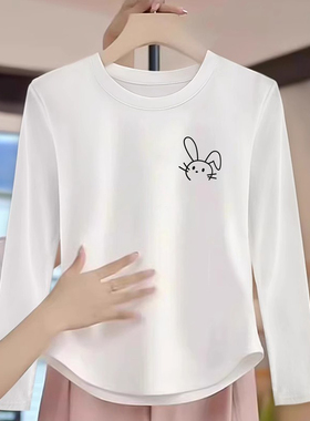 女童春秋装纯棉长袖t恤2025新款儿童打底衫内搭外穿白色短款上衣