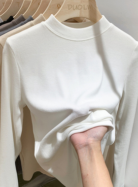 男女童德绒打底衫秋冬装加厚长袖半高领中大儿童白色内搭上衣修身