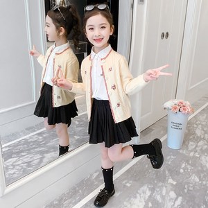 女童装外搭针织外套春秋装2025新款洋气中大儿童女孩秋冬毛衣开衫