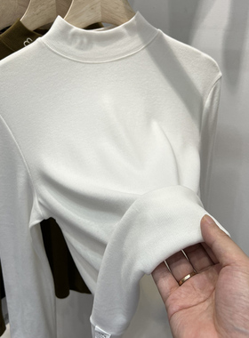 男女童装半高领德绒打底衫内搭秋冬加厚长袖儿童双面磨毛白色上衣