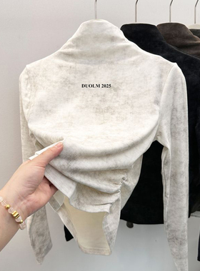 女童加厚长袖德绒打底衫内搭秋冬装中大儿童宝宝扎染短款修身上衣