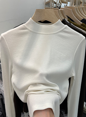 男女童装打底衫内搭秋冬德绒半高领长袖t恤中大儿童白色上衣加厚