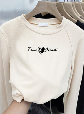 女大童德绒打底衫秋冬内搭外穿儿童加厚时髦圆领长袖T恤童装上衣