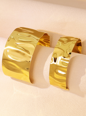 个性大胆风格不锈钢宽口手镯