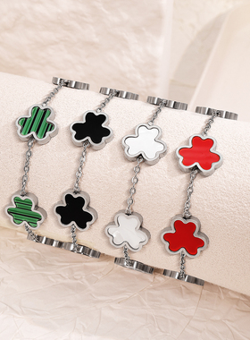 三叶草手链女18k金不锈钢链条