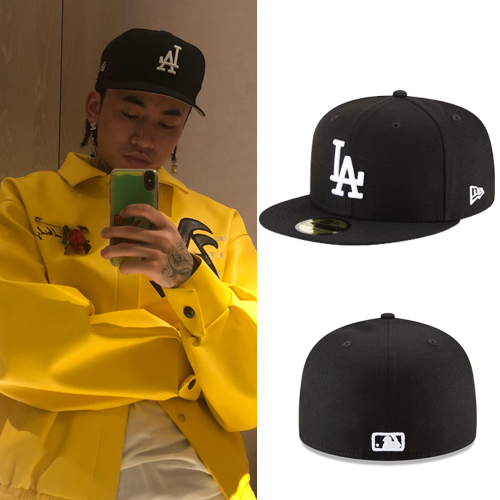 LA道奇马思唯同款HipHop说唱嘻哈平沿帽NEW ERA全封帽子MLB棒球帽