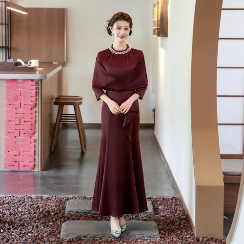 喜婆婆婚宴新款结婚礼服喜服长款时尚妈妈装敬酒服旗袍鱼尾晚礼服