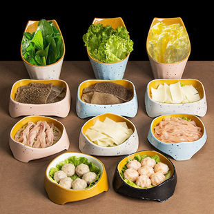 新款 密胺海鲜集市火锅自助配菜盘子叠加菜品自选盘子通用餐具