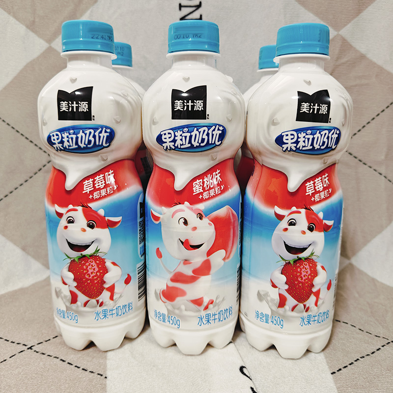 美汁源果粒奶优蜜桃味草莓味450g