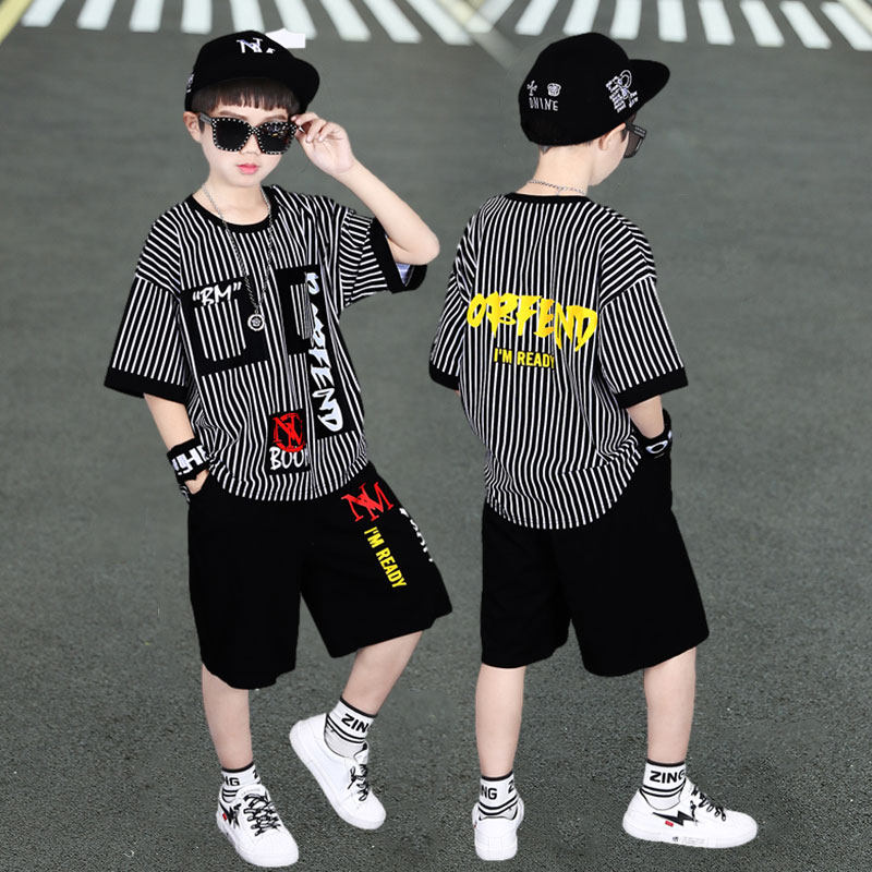 男童帅气套装夏装2026新款大童男孩纯棉时髦童装衣服条纹短袖t恤,童装/婴儿装/亲子装,套装,淘宝优惠券,粉丝福利购,淘宝优惠卷