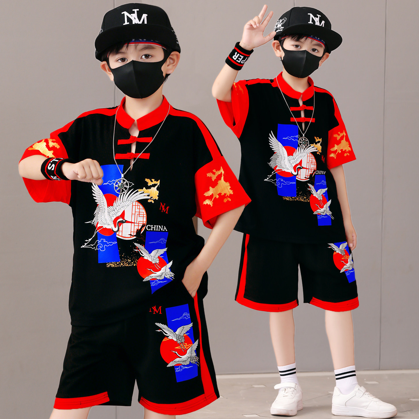 三月三男童夏季短袖唐装套装图片