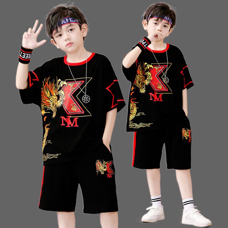 大童男装夏装2026新款儿童夏天短袖帅男童套装纯棉衣服两件套国潮