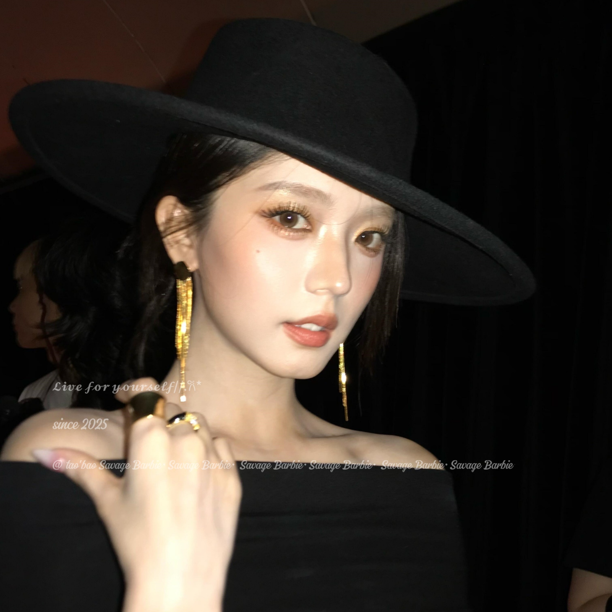 法式复古黑色英伦平顶礼帽