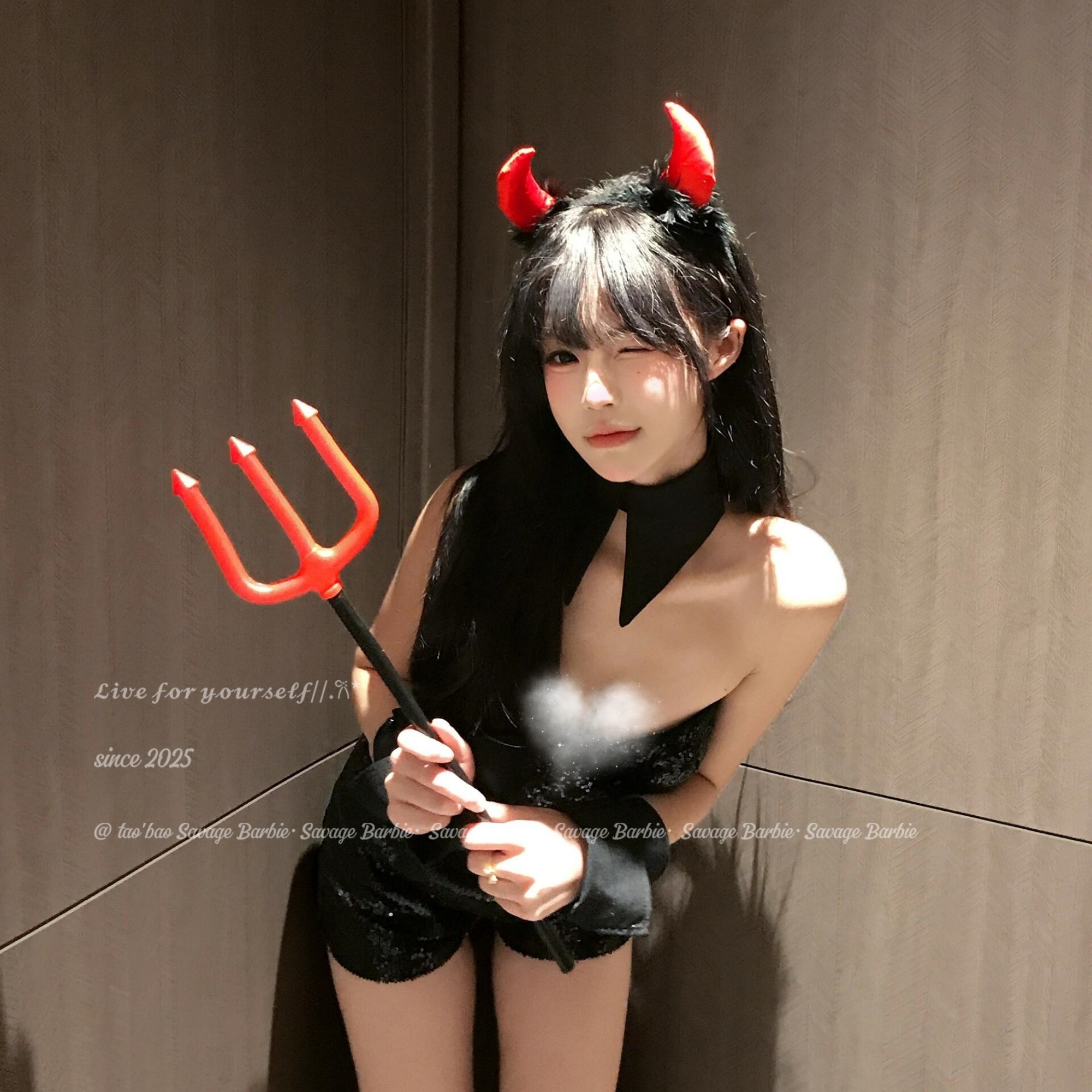 万圣节暗黑恶魔红色牛角发箍角色扮演cos创意搞怪头箍拍照发饰女