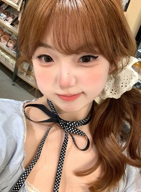 韩系纯欲甜酷少女黑色波点丝带