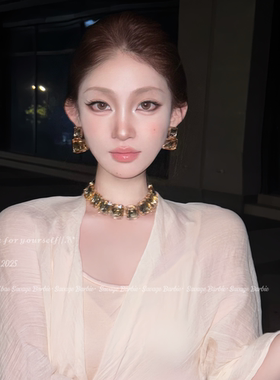 复古欧美夸张重工水钻项链