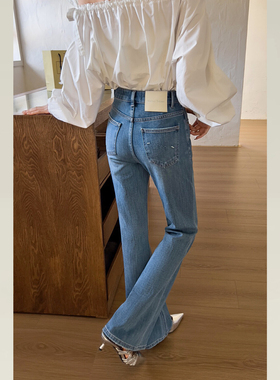 ISMX微喇牛仔裤女2025新款版型超好看的裤子修身显瘦拖地裤98162