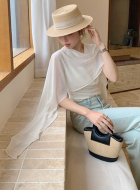 yoomini设计感披肩优雅高级感小衫2026新款独特漂亮气质百搭上衣