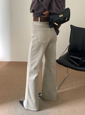 DIMO秋冬加绒牛仔裤版型超好看的裤子女高腰显瘦不贴腿微喇裤8608