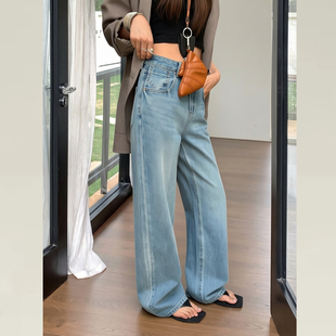 直筒牛仔裤 高腰显瘦拖地长裤 女2026早春新款 型超好看 版 ISMX窄版