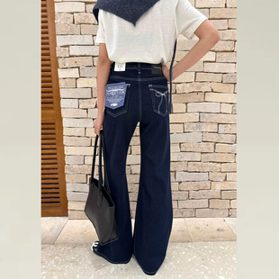 92175 筒喇裤 IEZ普洗蓝微喇牛仔裙女后兜刺绣高腰显瘦版 型超好看