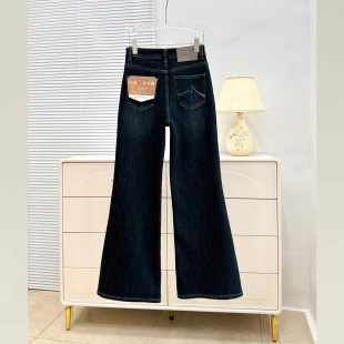 阔腿宽松裤 直筒不贴腿微喇裤 子女款 超好看 版 ISMX黑色加绒牛仔裤