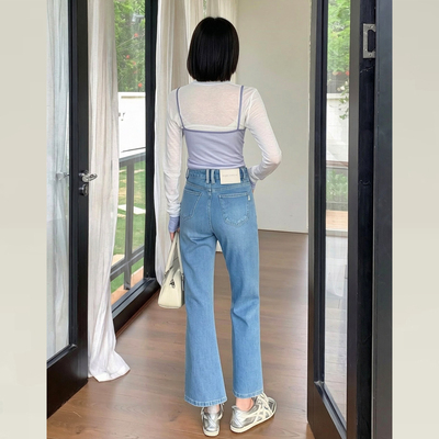 版型超好看的小个子直筒牛仔裤女