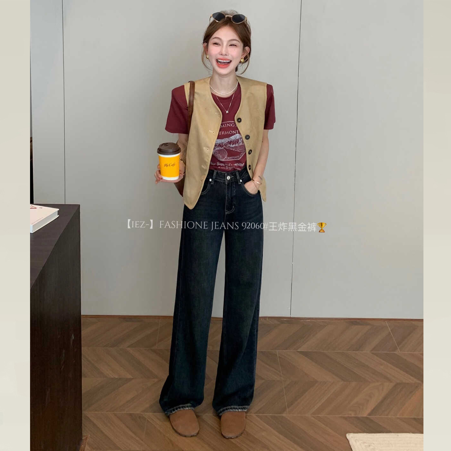 巨好看的牛仔裤加绒窄版直筒长裤