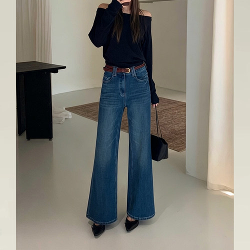小个子四面弹不贴腿十分筒喇裤女