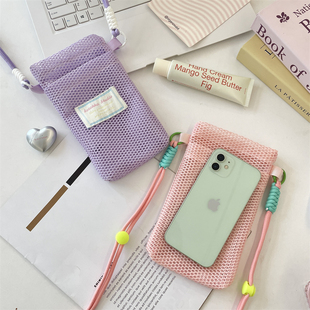小白兔几 清新网眼手机收纳包2025新款夏季甜美挂绳手机包斜挎包