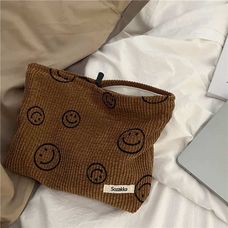 复古灯芯绒软妹少女收纳化妆包