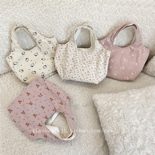 小白兔几灯芯绒卡通印花手提袋通勤上班族午餐手拎包饭盒包收纳包