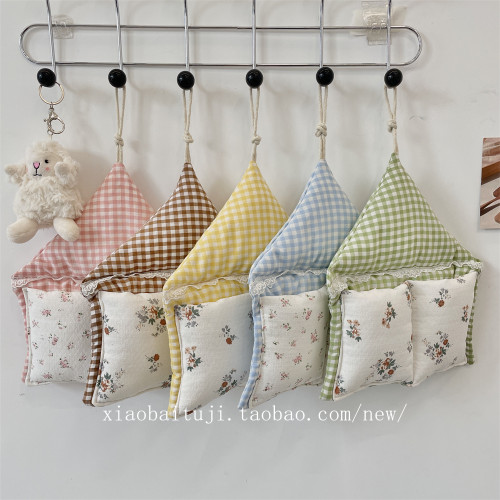 小白兔几 马卡龙色小格子挂袋墙面宿舍床头收纳袋手机杂物储物袋