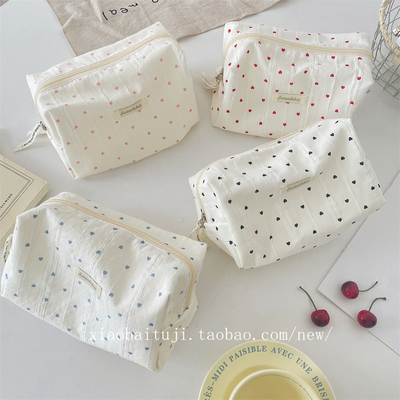 小白兔几条纹爱心化妆包便携式旅行大容量洗漱化妆分装方包收纳袋