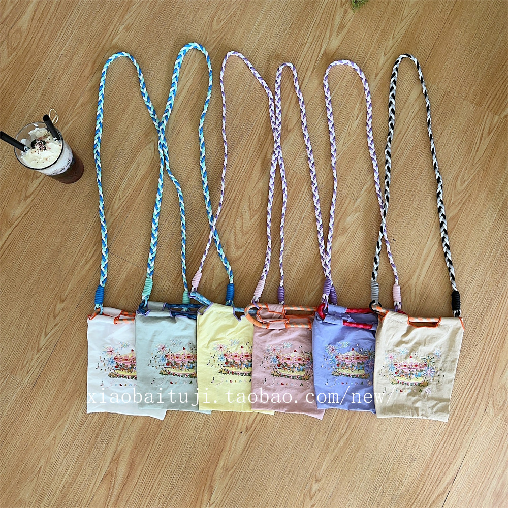 小白兔几 迷你刺绣款小布袋牛津布手拎包学生斜挎手提口红收纳袋