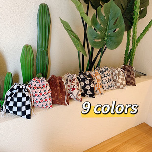 小白兔几 灯芯绒收纳袋抽绳束口小布袋化妆品首饰文具防尘整理袋