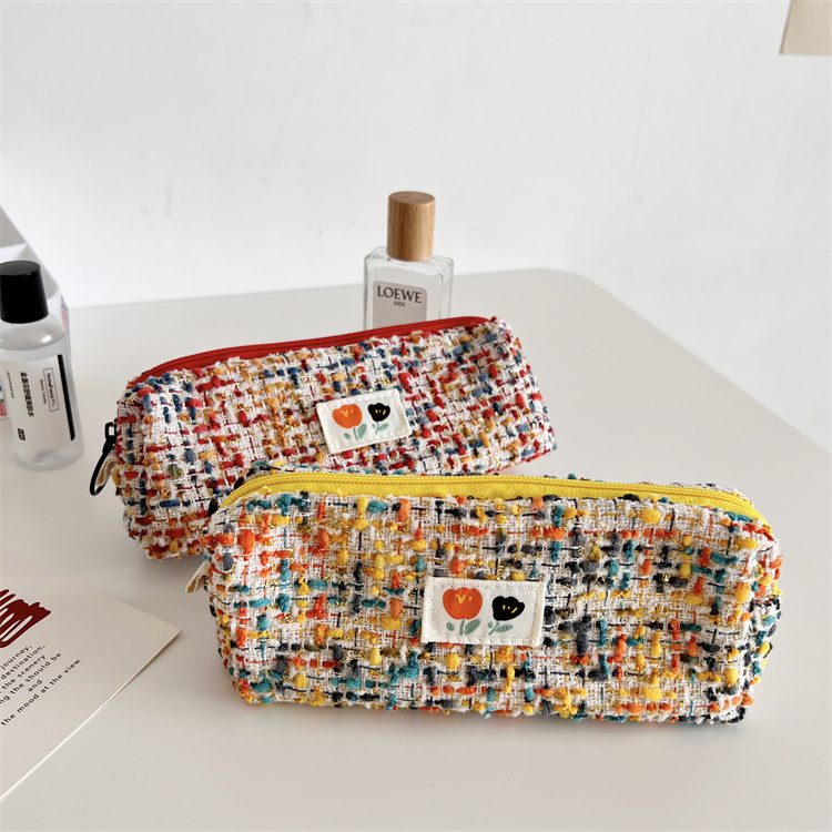 小香风编织笔袋高颜值收纳文具盒