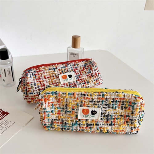 小香风编织笔袋高颜值收纳文具盒