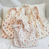 小白兔几 可爱帆布袋小众设计大容量托特包单肩腋下包 韩国压花款