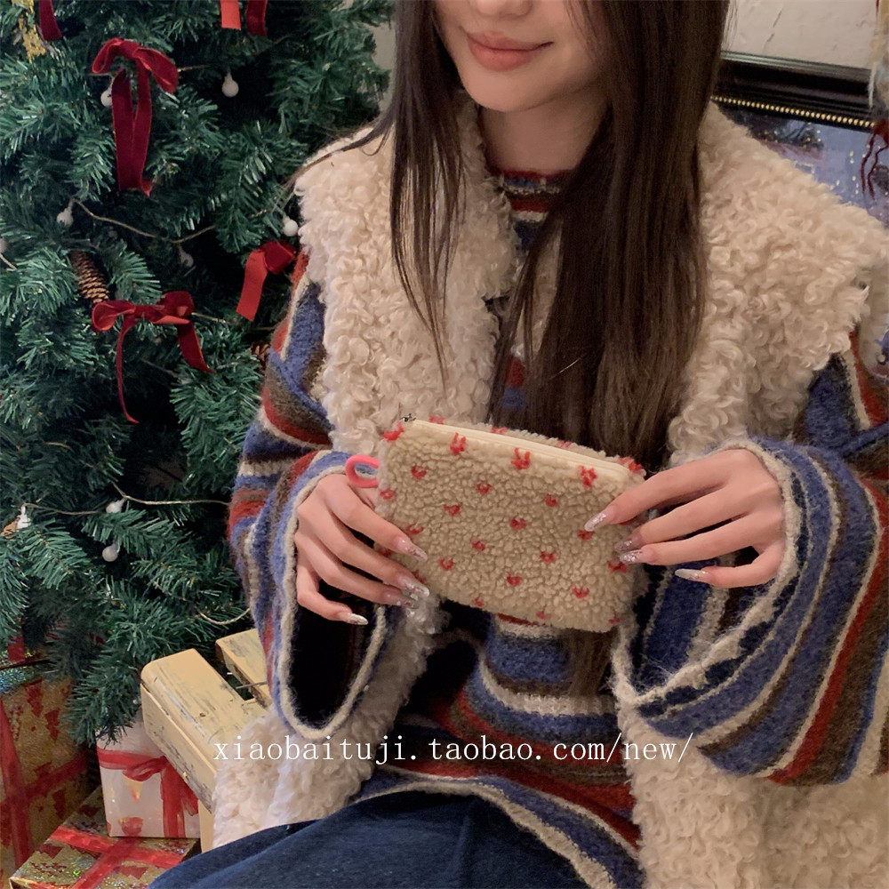 小白兔几毛绒证件袋杂物整理外出口红收纳复古款收纳袋钥匙零钱包,收纳整理,其他收纳袋,淘宝优惠券,粉丝福利购,淘宝优惠卷