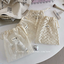 小白兔几 袋杂物收纳袋 网纱刺绣雏菊收纳袋束口袋旅行护肤品分装