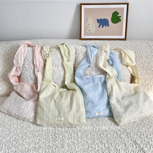 安若木兮雪纺小花单肩包