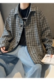 秋冬季港风格子毛呢大衣韩版宽松文艺夹克外套男JK208/P65，男装夹克，电商D202-1