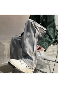 秋冬季港风拖地牛仔裤男韩版休闲宽松直筒长裤子NK612/P58控78