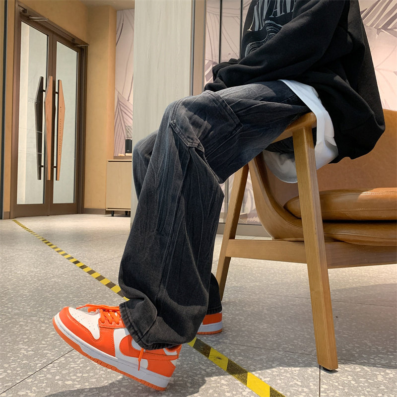 港风个性百搭显高牛仔裤男ins美式高街长裤BK41/P43，男装牛仔裤，电商D202-1