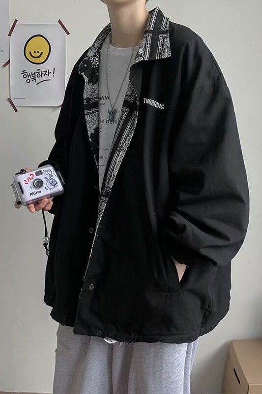 秋季ins复古两面穿宽松夹克男士潮牌上衣个性外套JK46/P60,男装夹克,电商D202-1