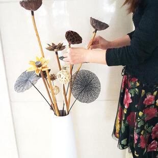 lmdec落地干花大花瓶陶瓷套装 干莲蓬莲藕干枝禅意干花束客厅摆件