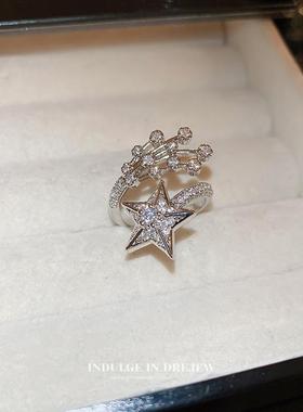锆石五角星开口戒指女轻奢高级感食指戒指环2025新款爆款个性手饰