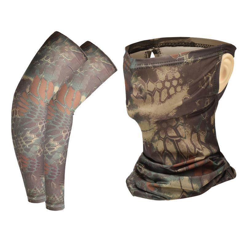 户外护臂冰丝袖套防尘围脖面罩2件套夏运动骑行跑步登山防晒装备